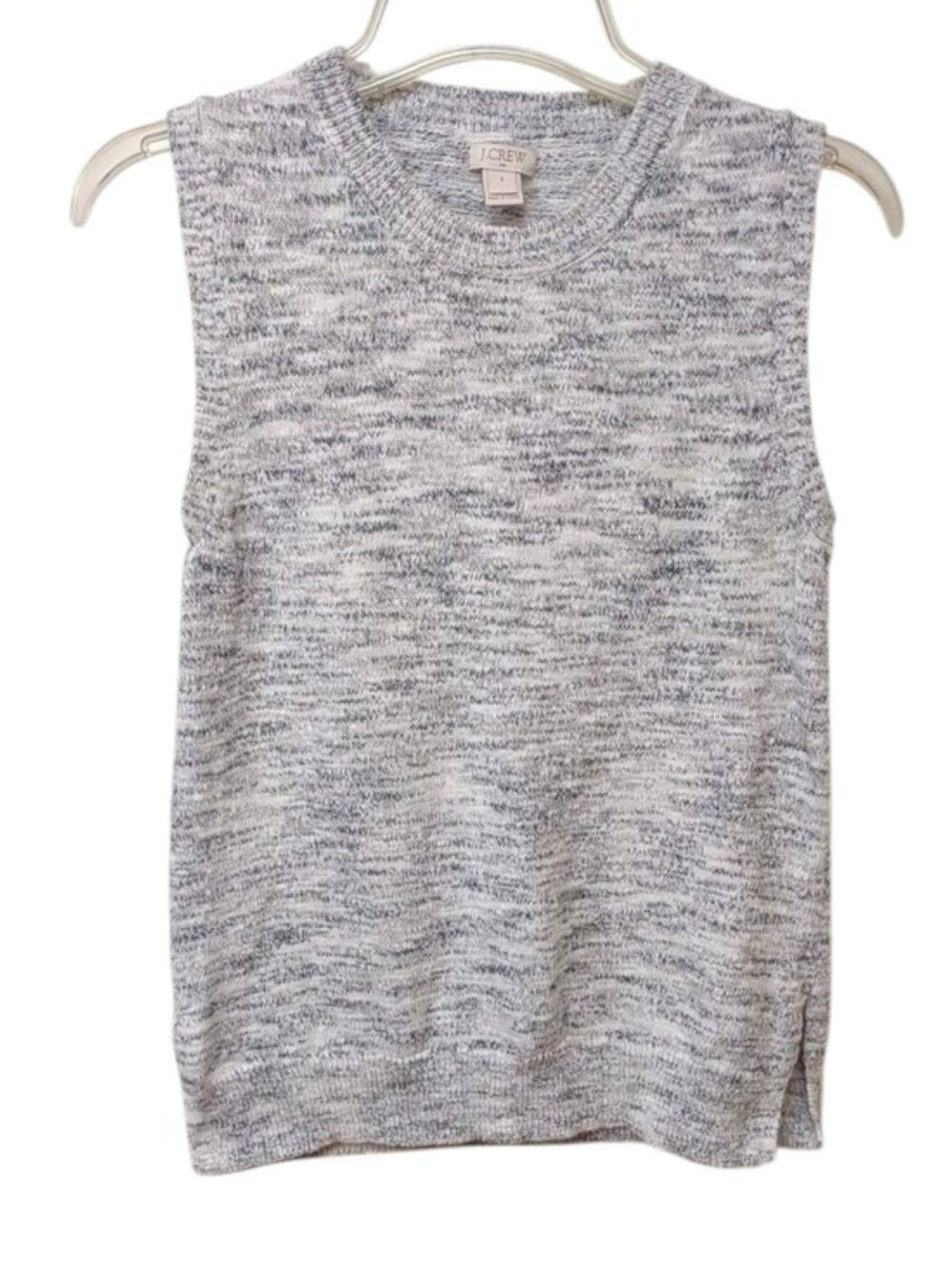 J. Crew Factory Linen Blend White Black Gray Marled Sleeveless Knit Tank